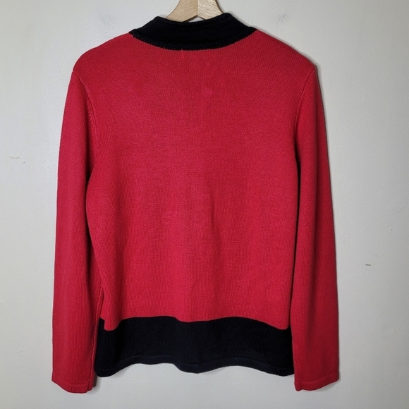 The Tog Shop Red Holiday Cardigan Sweater Embroidered Wreaths Full Zip Size L - Picture 6 of 9